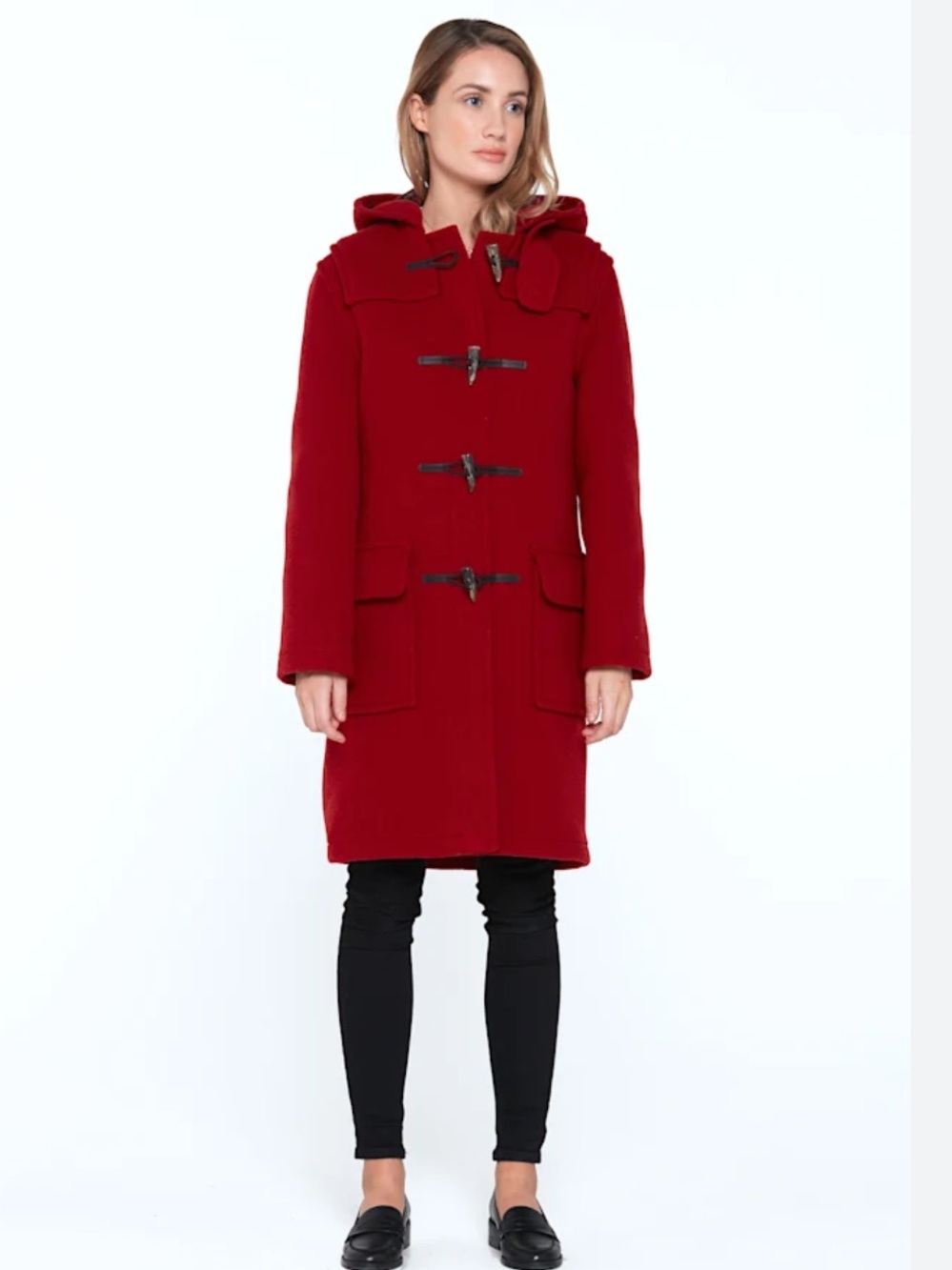 Woolrich Vintage Red Wool
Duffle Coat Hooded Toggle
Classic Preppy Winter Sz 8